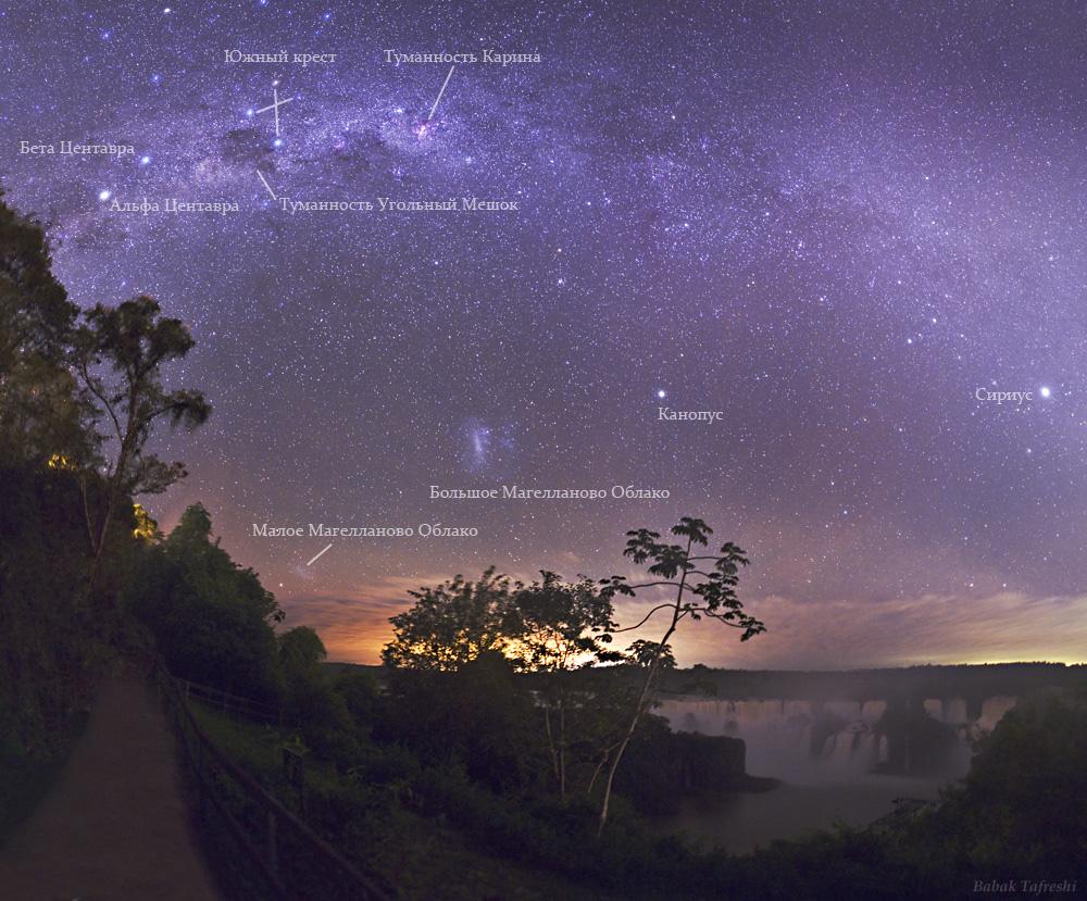 Звездная ночь над водопадами Игуасу