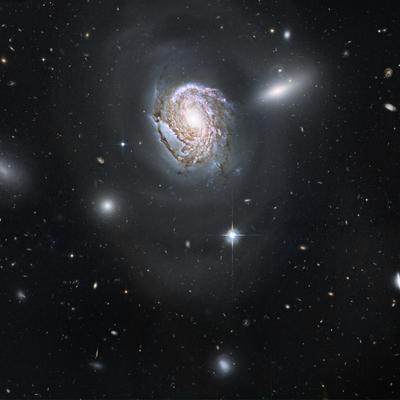 NGC 4911: Спиральное погружение в плотный кластер